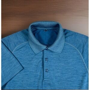 Lululemon Metal Vent Tech Polo Shirt Mens S Nightsea/Soft Denim Short Sleeve EUC